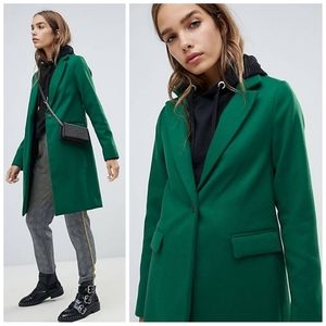 Vibrant Green Longline Coat w/Bottom Closure